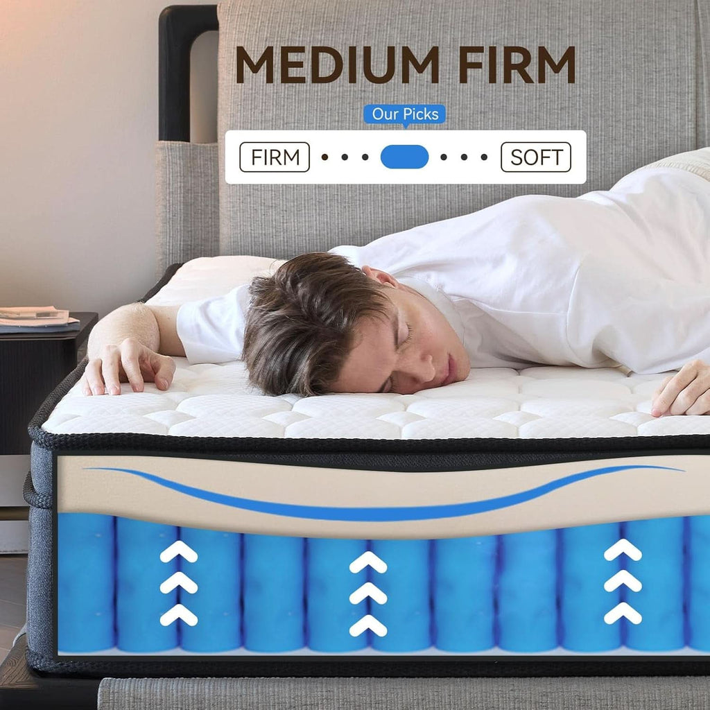 CertiPUR-US Certified 10 Inch Queen Hybrid Memory Foam Mattress-2