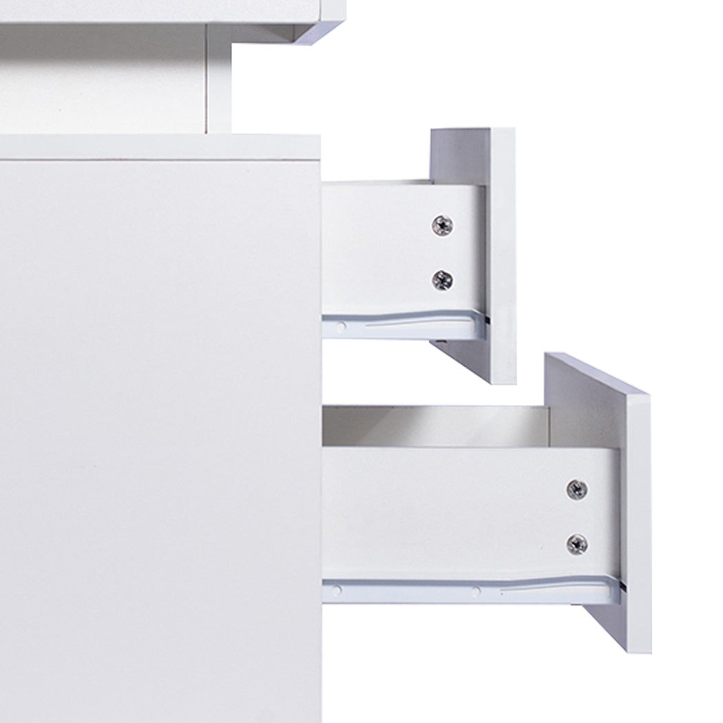 NNEIDS Levede Bedside Tables RGB LED Side Table White
