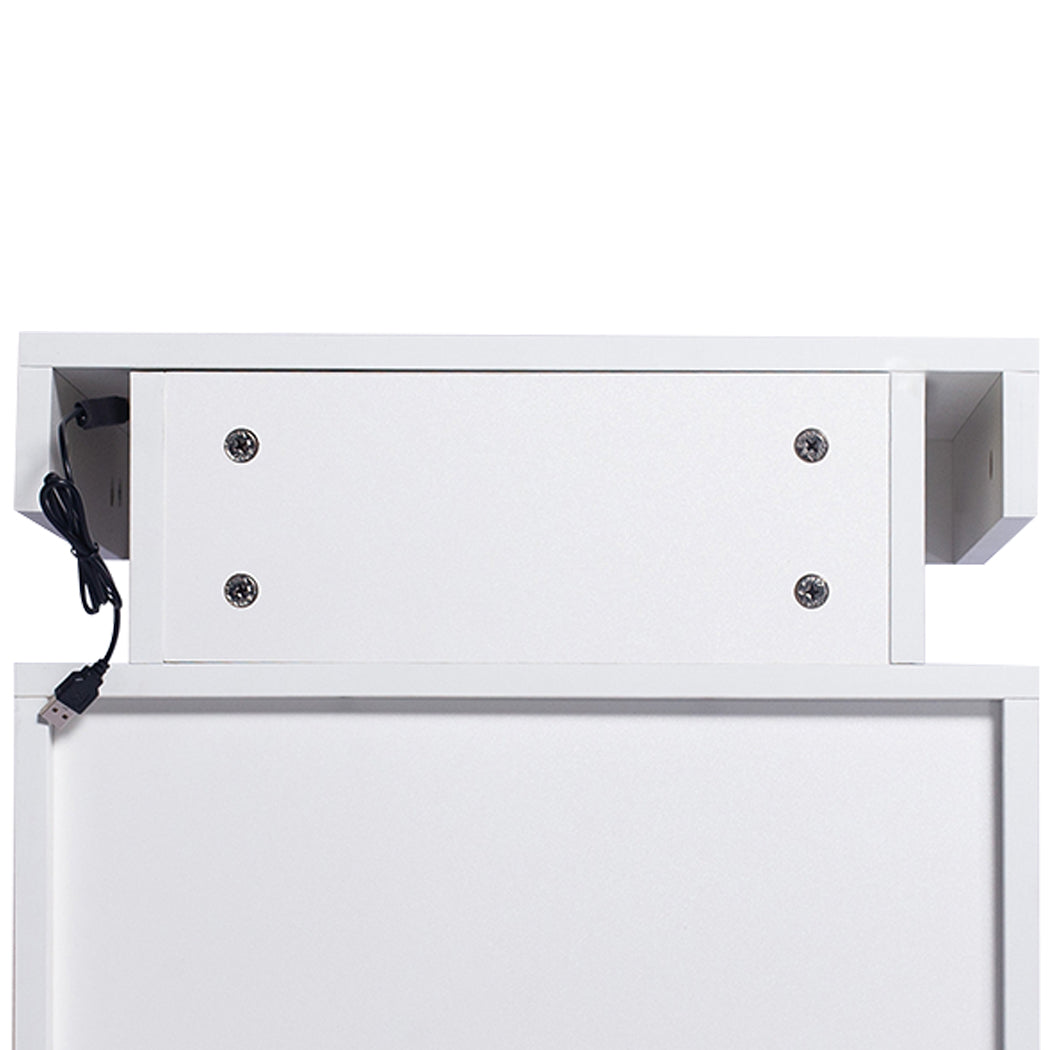 Levede Bedside Tables RGB LED Side Table White