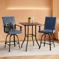 Outdoor Swivel Bar Stools Blue Textilene Table And Chairs