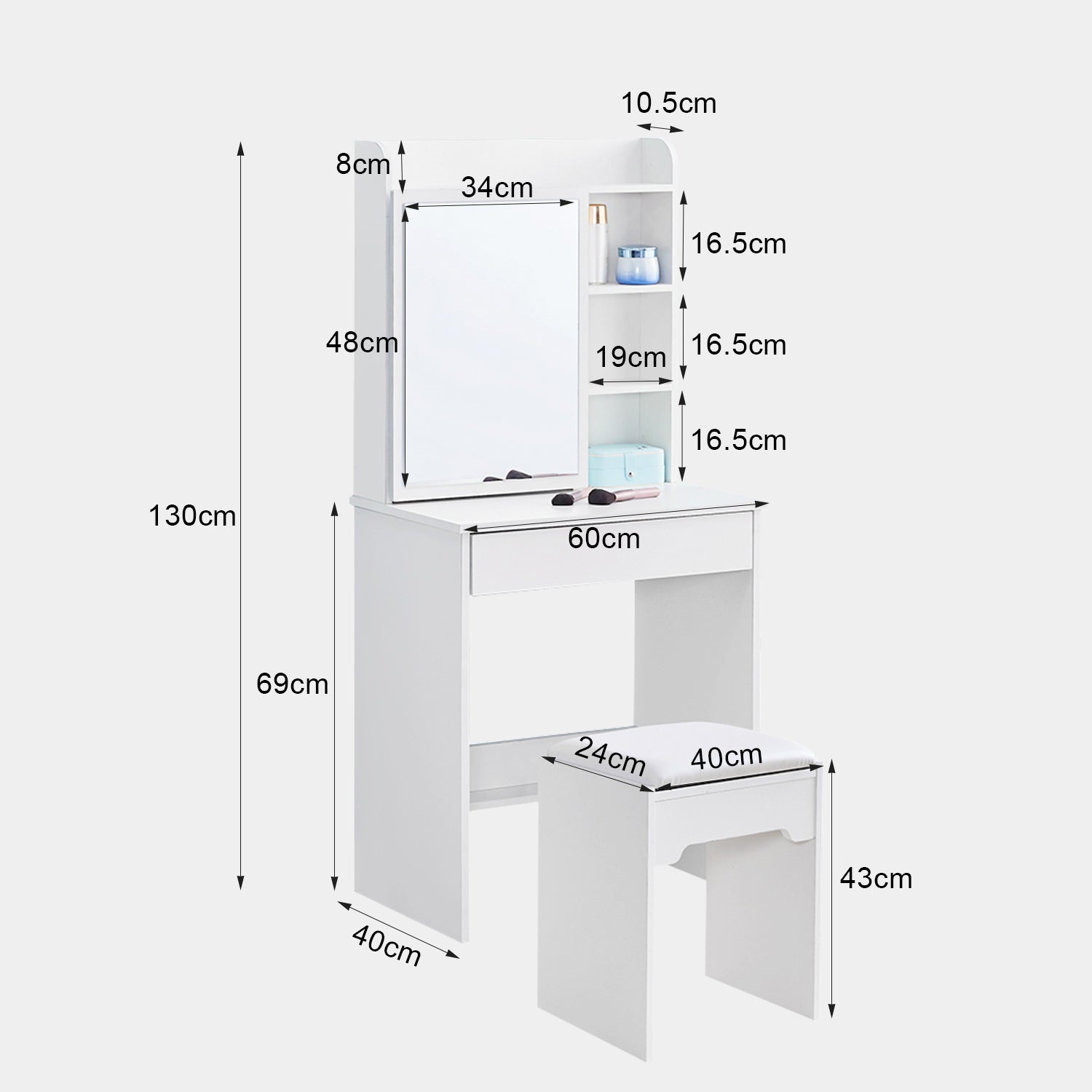 Mona Small Dressing Table Set [with Sliding Mirror]-3