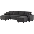 U-Shaped Modular Sectional Sofa with Double Chaises - Dark Grey-0
