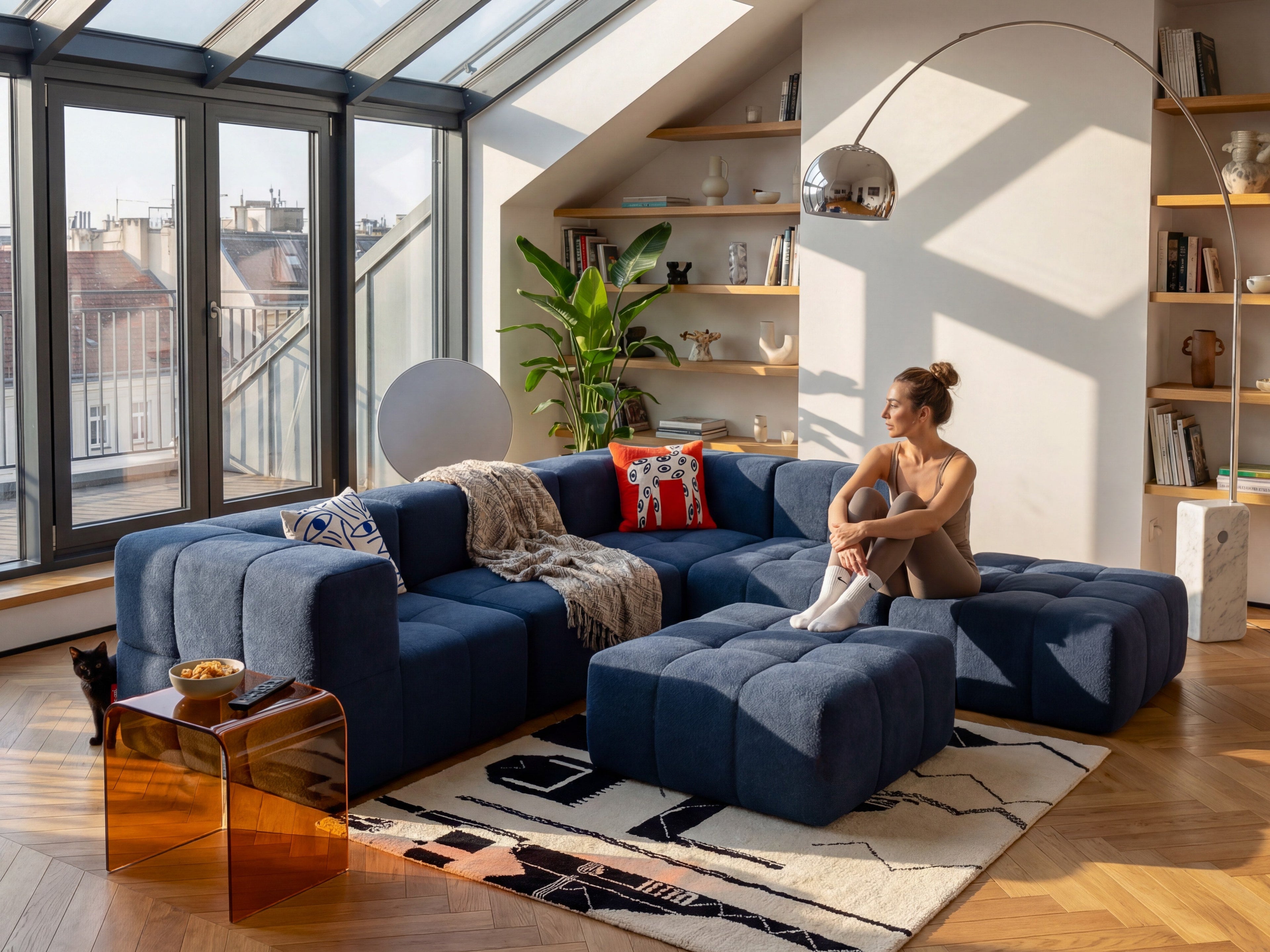 4 Teiliges Modulares Sofa – Blau