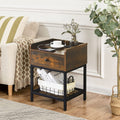 Eyve Industrial Wood Living room Side Table [Charging Station]
