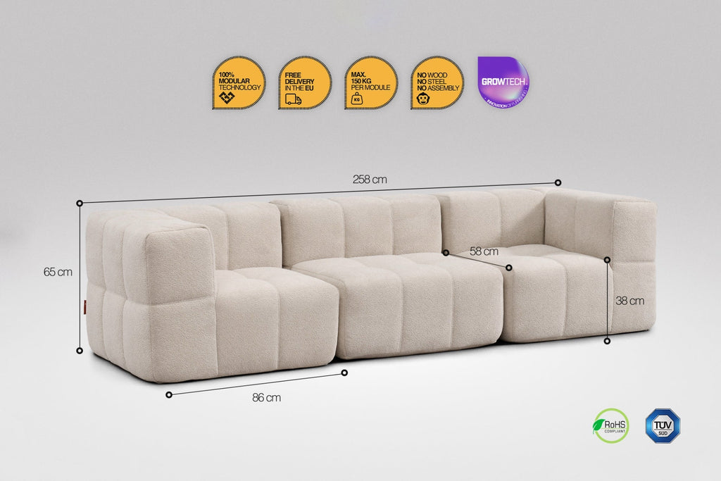 3 Teiliges Modulares Sofa – Beige