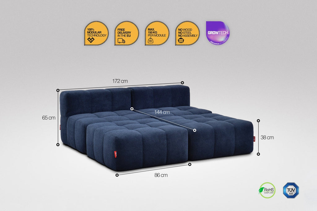 4 Teiliges Modulares Sofa – Blau