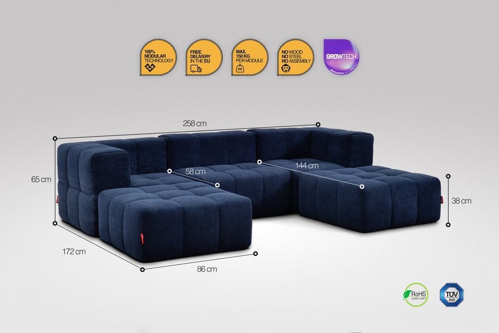 5 Teiliges Modulares Sofa – Blau