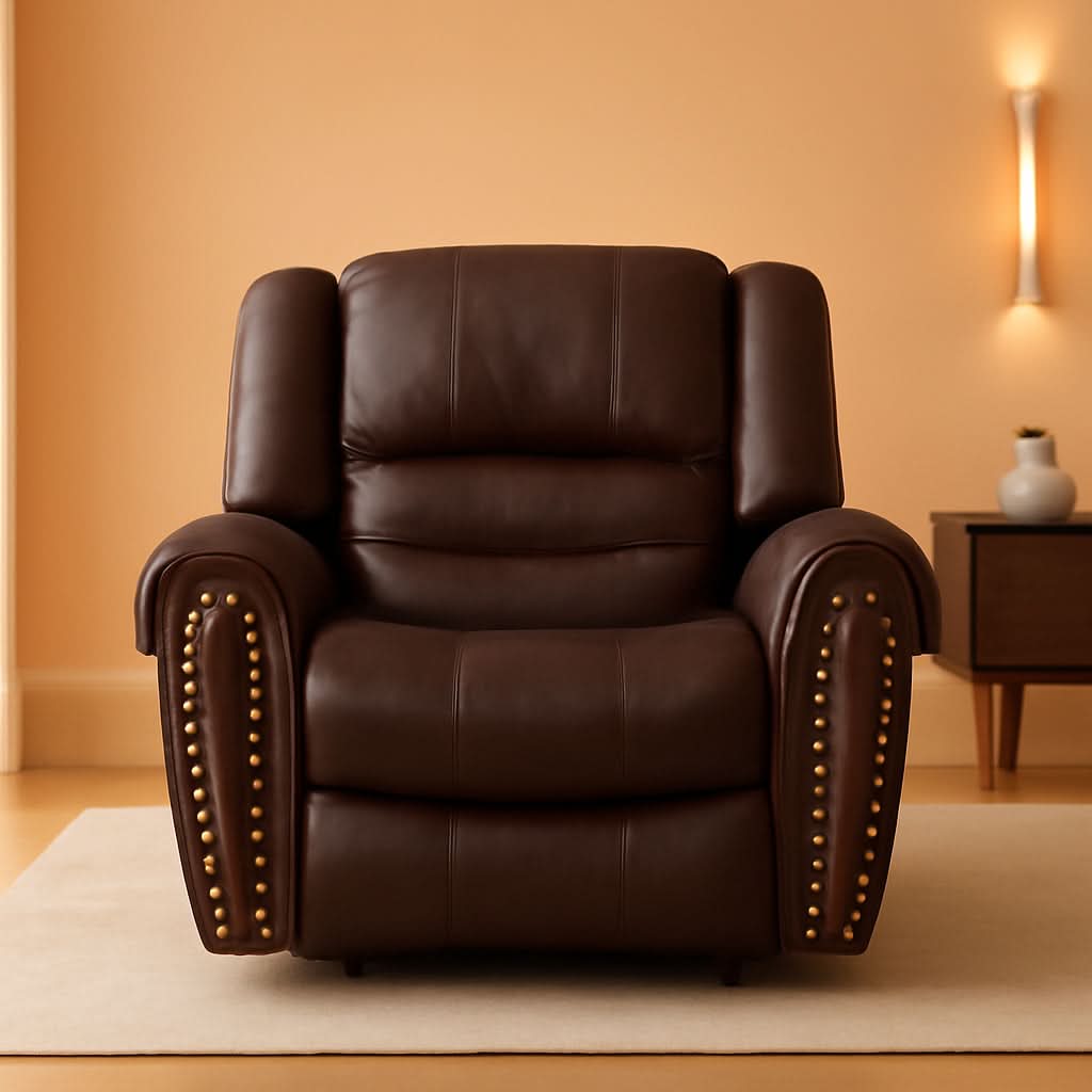 Brown Leather Recliner Chair With Traditional Style