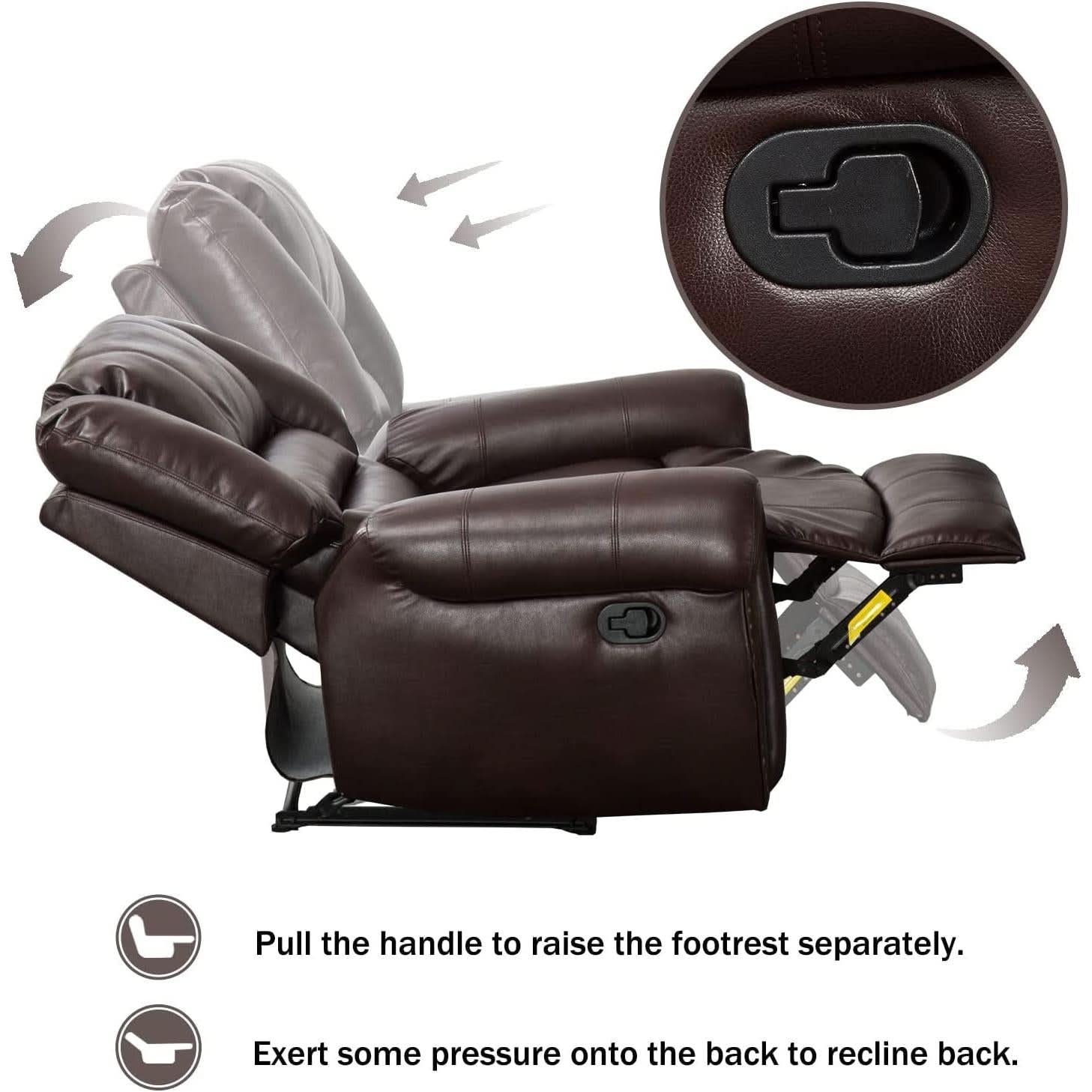 Brown Leather Recliner Chair With Traditional Style