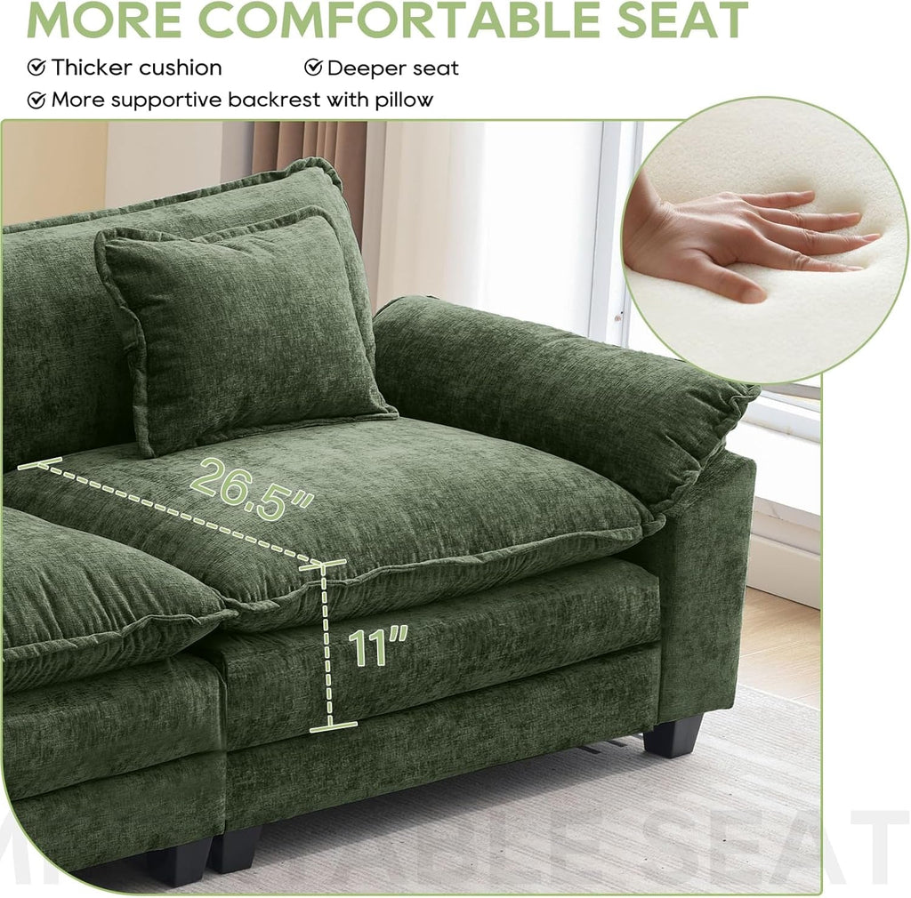 120 Inches Emerald Chenille Modular Sectional Sofa-3