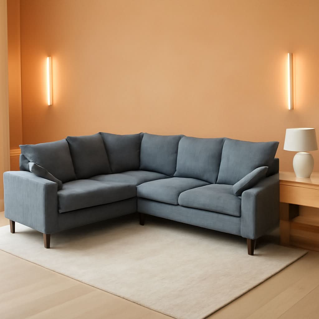 Six Seat Corner Sectional Sofa With Linen Fabric For Living Room