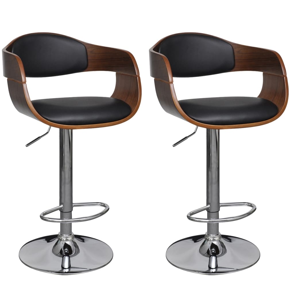 NNEVL Bar Stools 2 pcs Bent Wood and Faux Leather