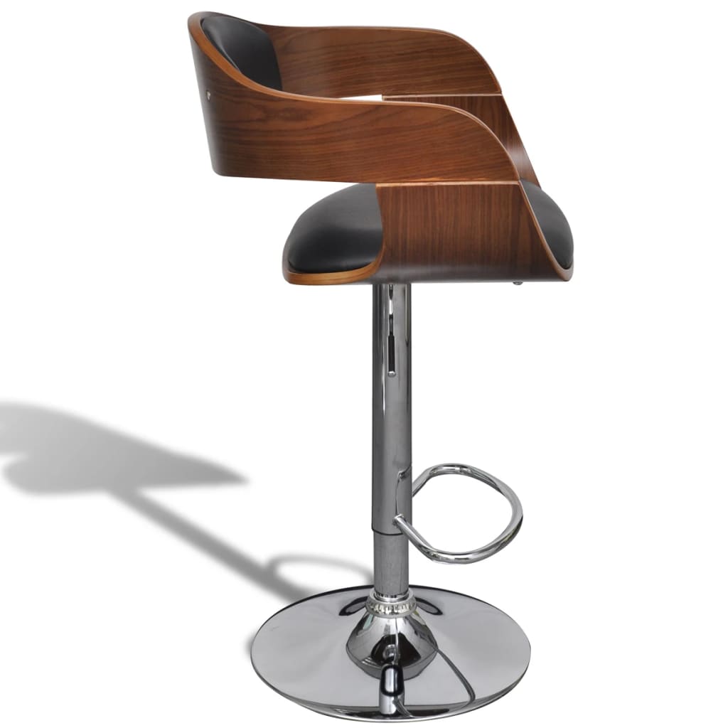 NNEVL Bar Stools 2 pcs Bent Wood and Faux Leather