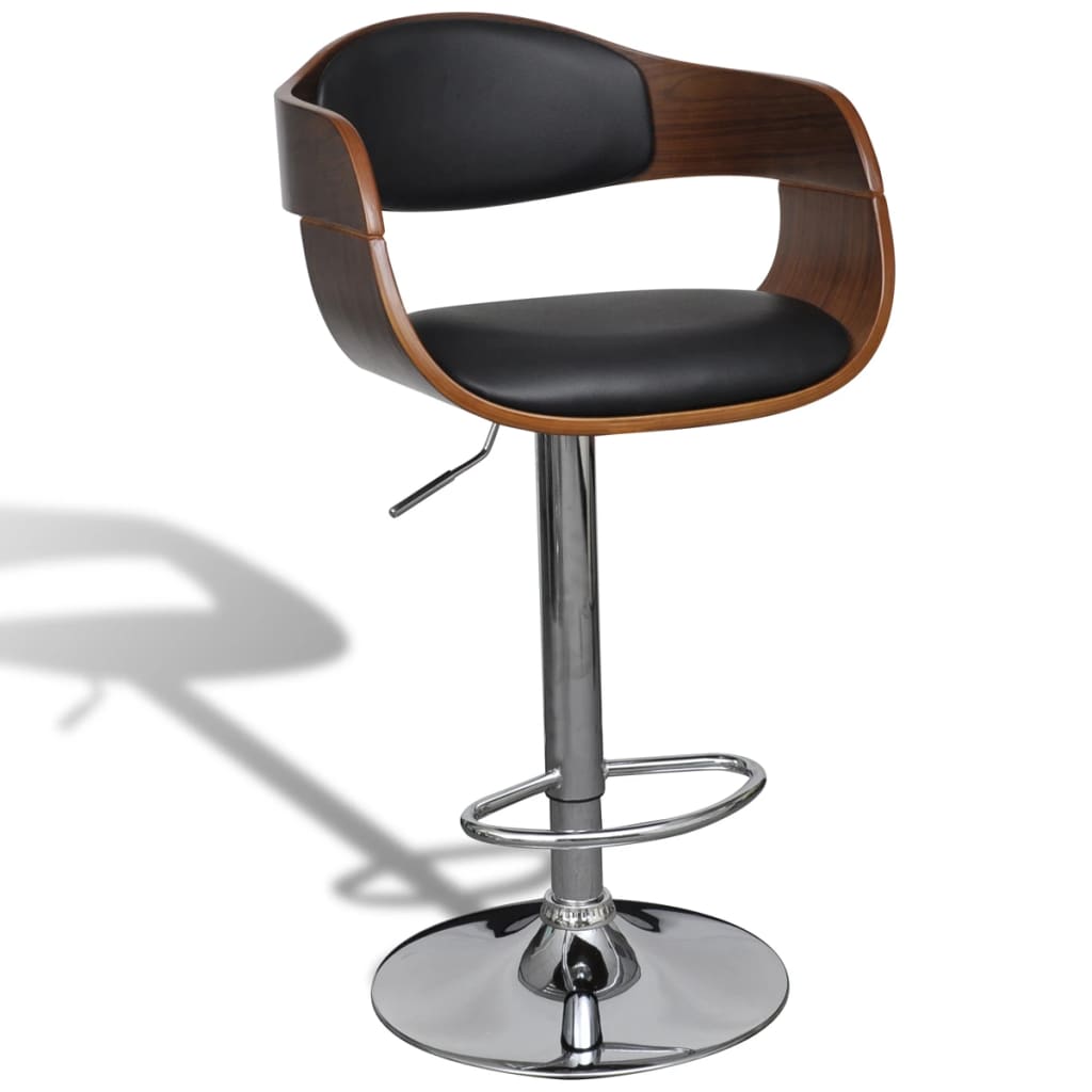 NNEVL Bar Stools 2 pcs Bent Wood and Faux Leather