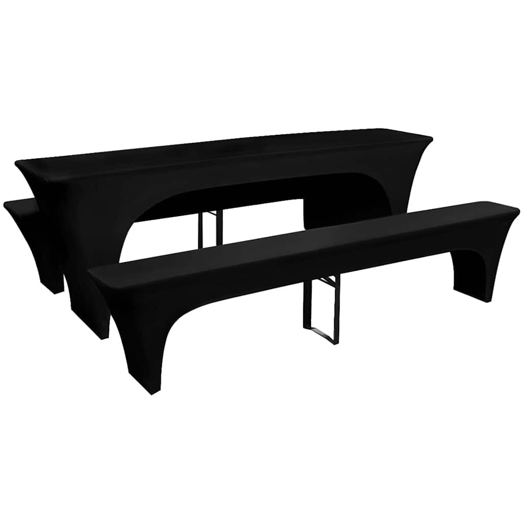 Vidaxl cover for beer table and benches 225x50x80 cm stretch black 3 pcs