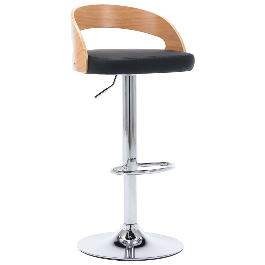 NNEVL Bar Stools 2 pcs Black Faux Leather and Bentwood