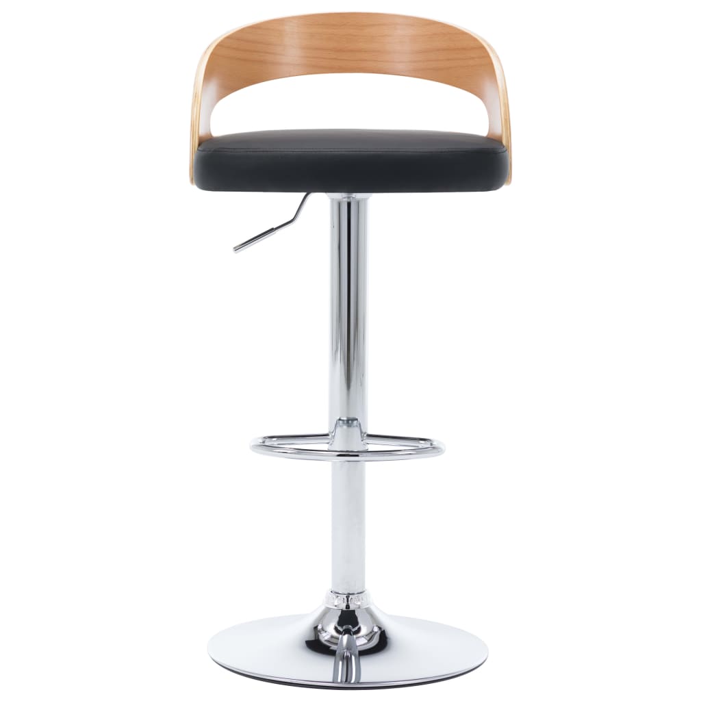 NNEVL Bar Stools 2 pcs Black Faux Leather and Bentwood