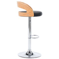 NNEVL Bar Stools 2 pcs Black Faux Leather and Bentwood