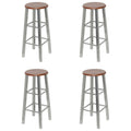 NNEVL Bar Stools 4 pcs Silver and Brown MDF
