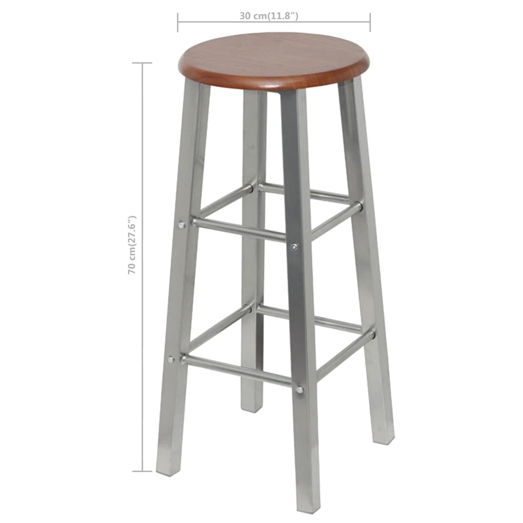 NNEVL Bar Stools 4 pcs Silver and Brown MDF