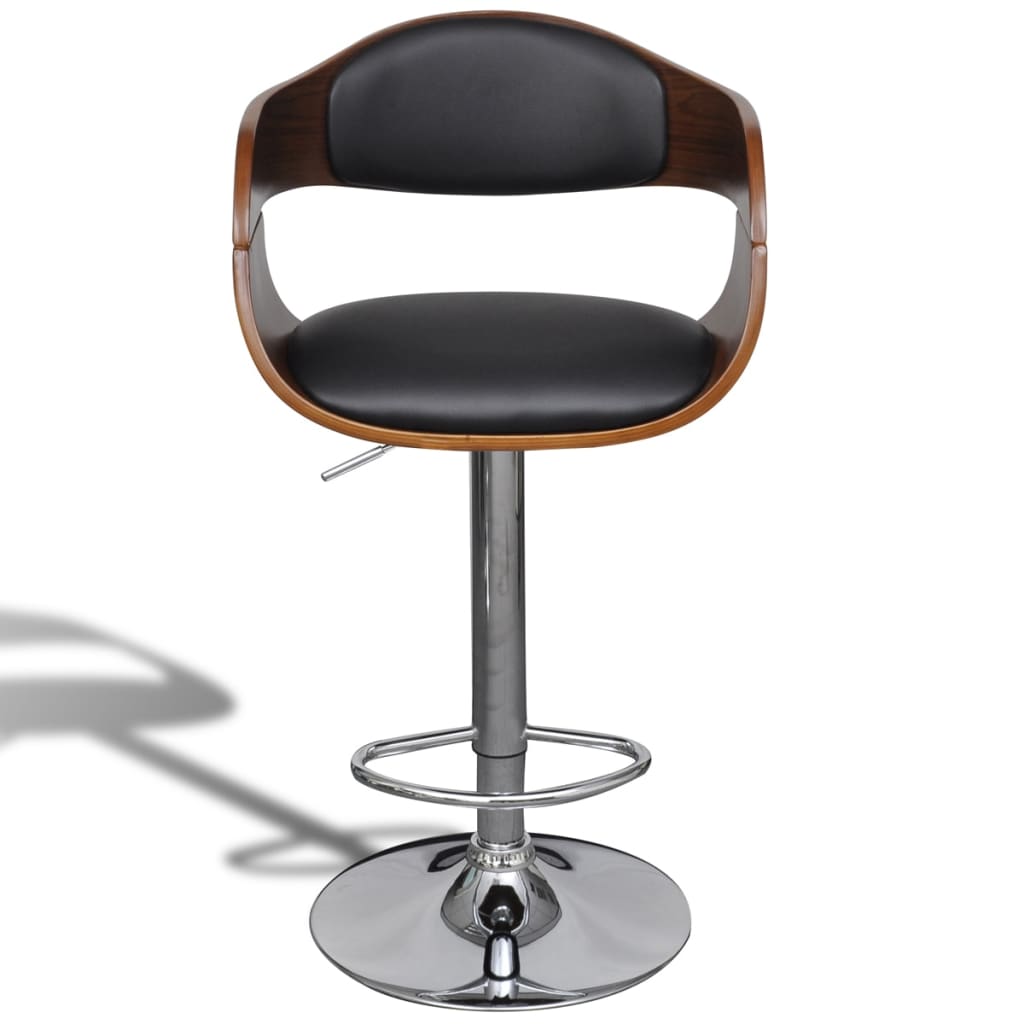NNEVL Bar Stools 2 pcs Black Bent Wood and Faux Leather