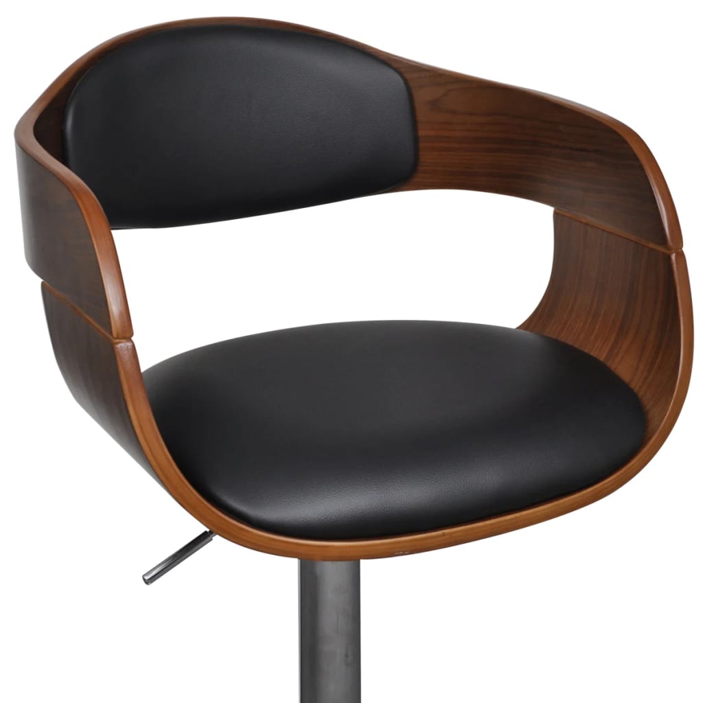 NNEVL Bar Stools 2 pcs Black Bent Wood and Faux Leather