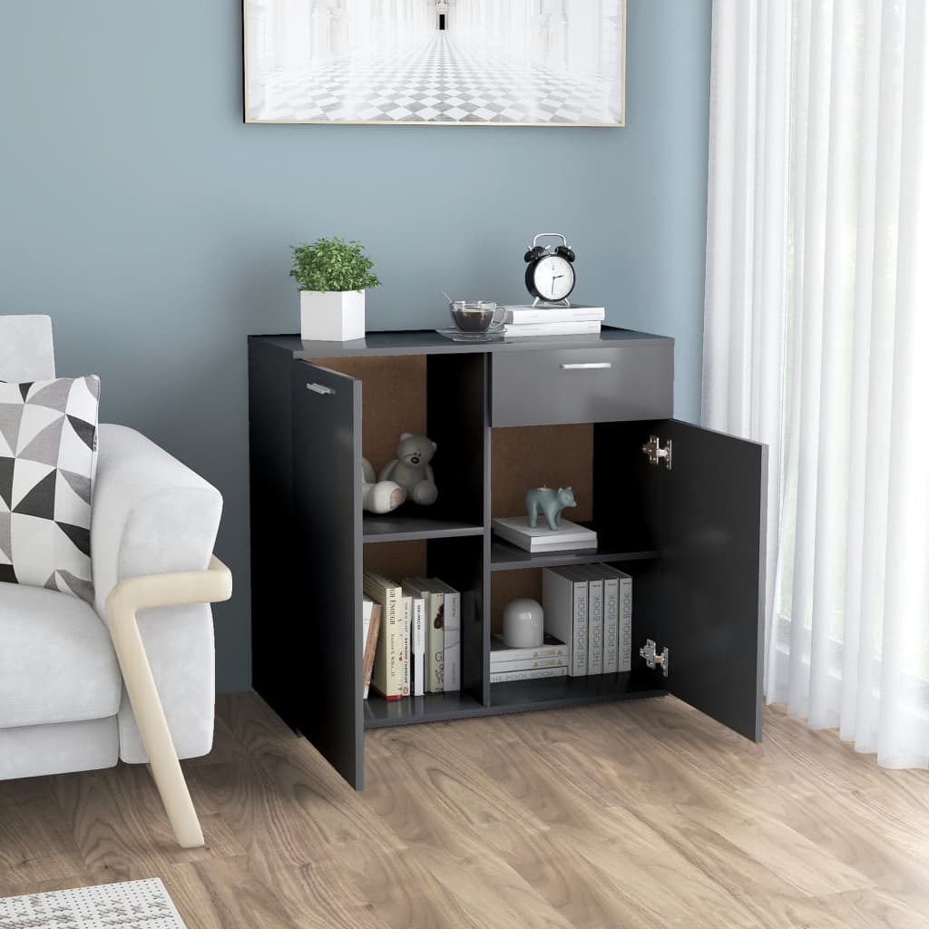 NNEVL Sideboard Grey 80x36x75 cm Chipboard-2