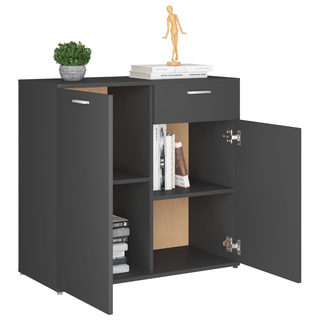 NNEVL Sideboard Grey 80x36x75 cm Chipboard-4
