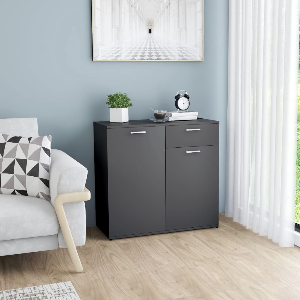 NNEVL Sideboard Grey 80x36x75 cm Chipboard-0