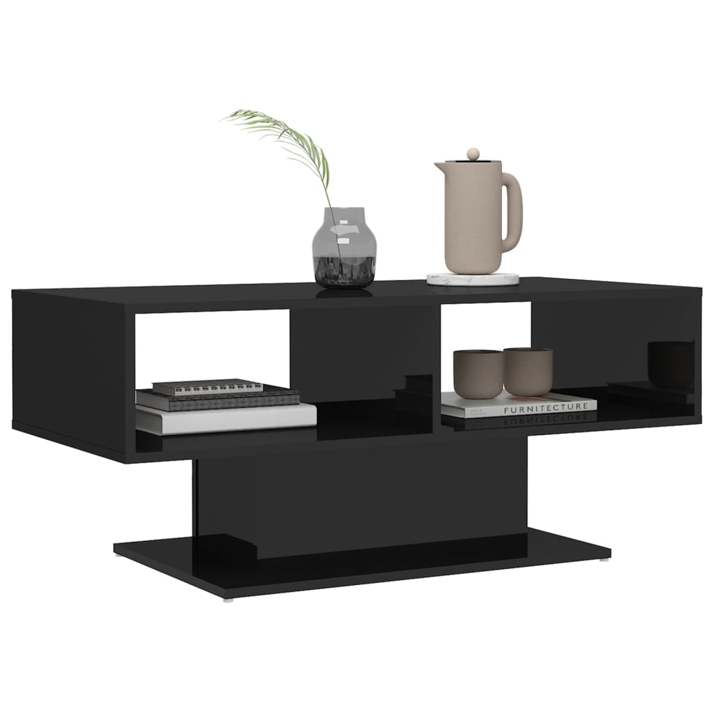 NNEVL Coffee Table High Gloss Black 103.5x50x44.5 cm Chipboard-2