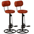 NNEVL Bar Stools 2 pcs Black and Brown Real Goat Leather
