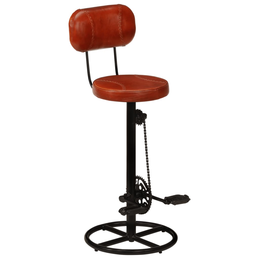 NNEVL Bar Stools 2 pcs Black and Brown Real Goat Leather