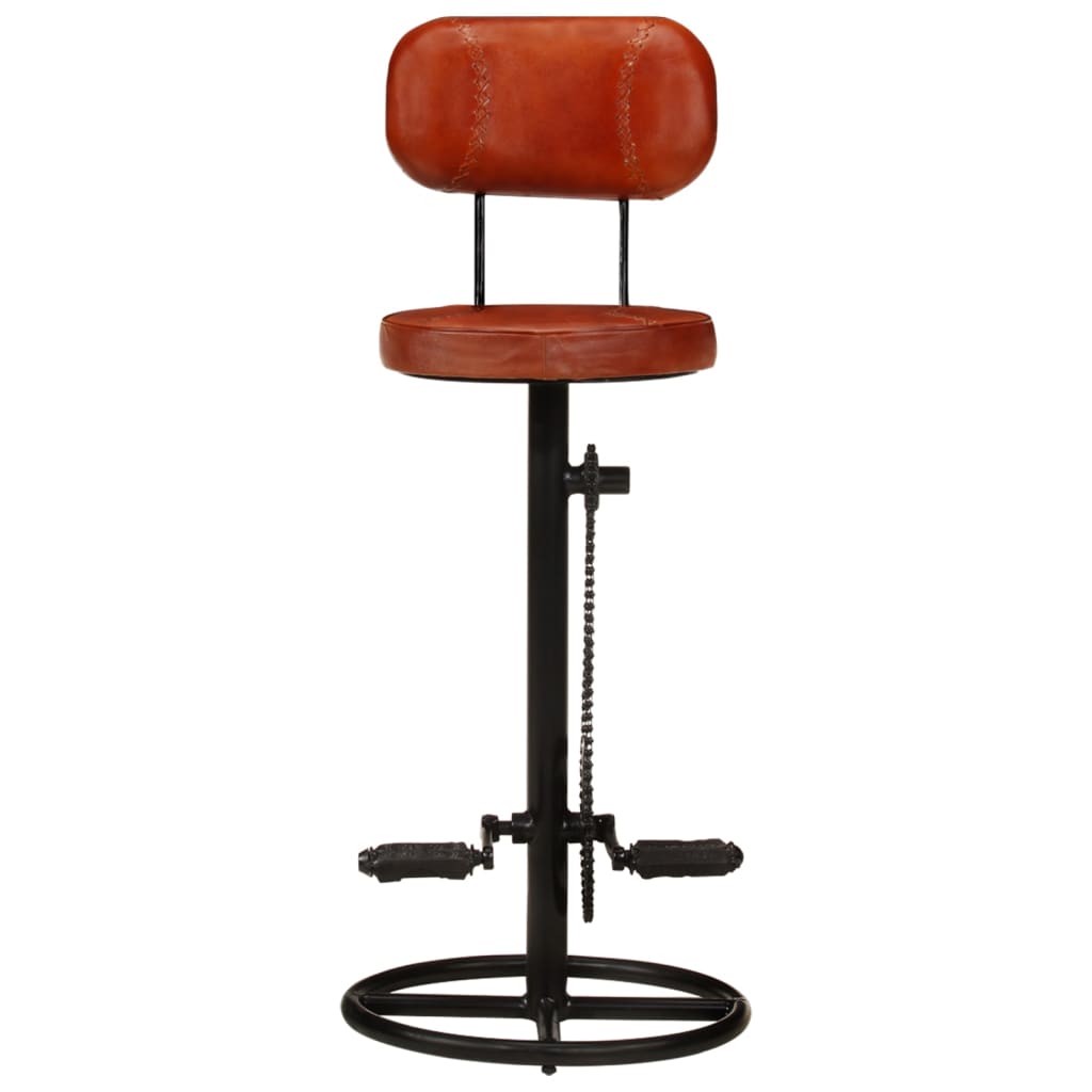 NNEVL Bar Stools 2 pcs Black and Brown Real Goat Leather
