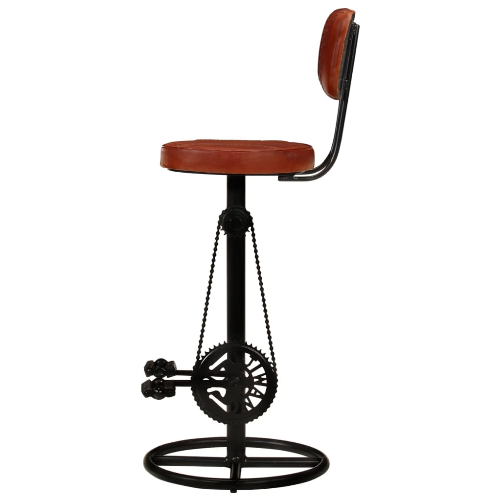 NNEVL Bar Stools 2 pcs Black and Brown Real Goat Leather