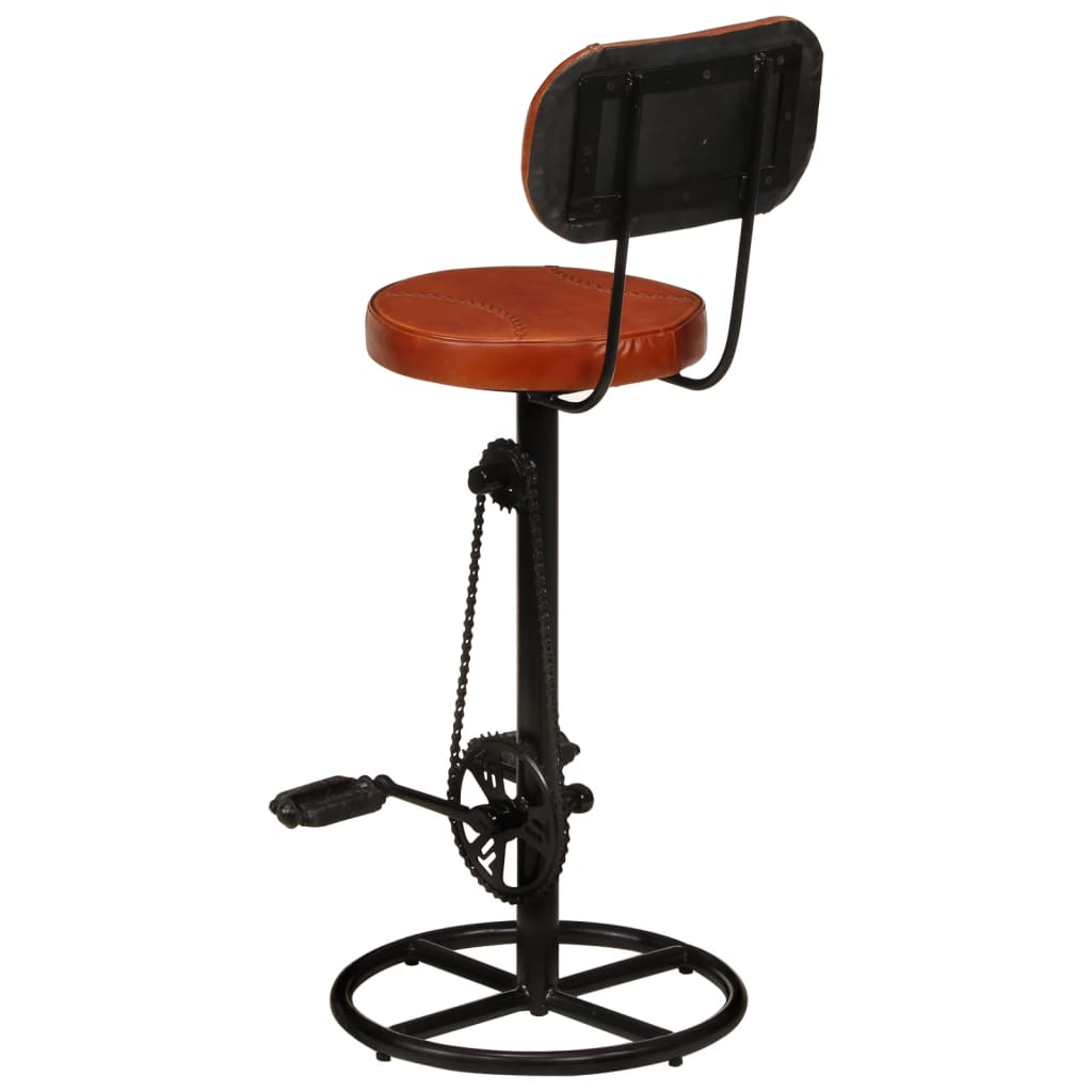 NNEVL Bar Stools 2 pcs Black and Brown Real Goat Leather