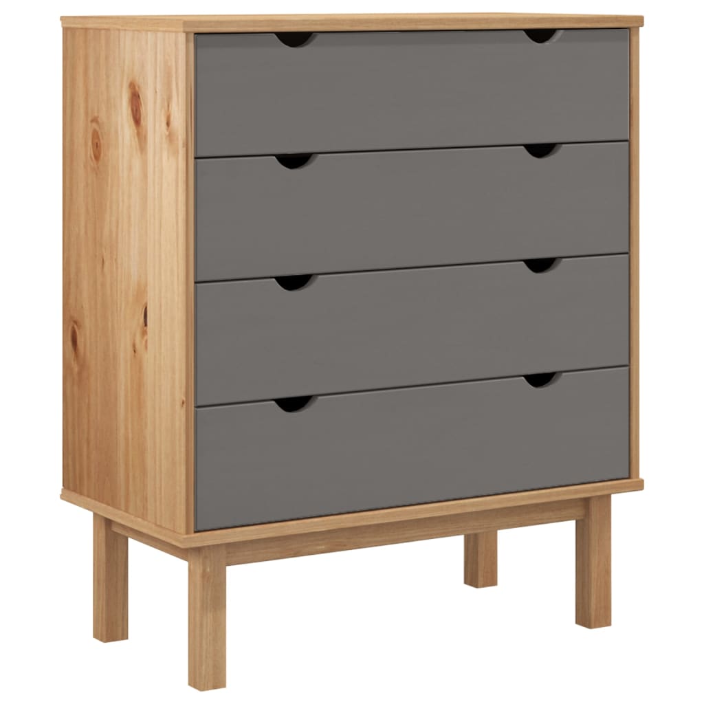 NNEVL Drawer Cabinet OTTA Brown&Grey 76.5x39.5x90cm Solid Wood Pine