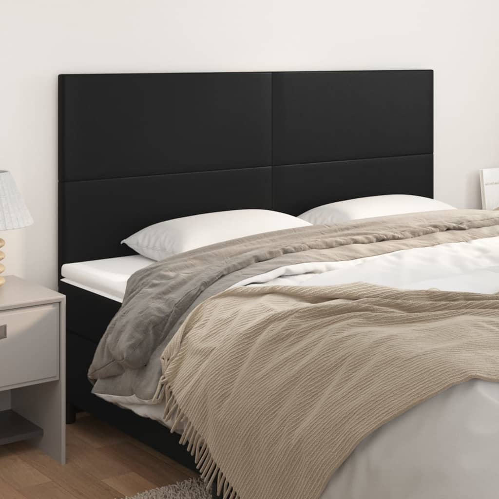 NNEVL Headboards 4 pcs Black 80x5x78/88 cm Faux Leather