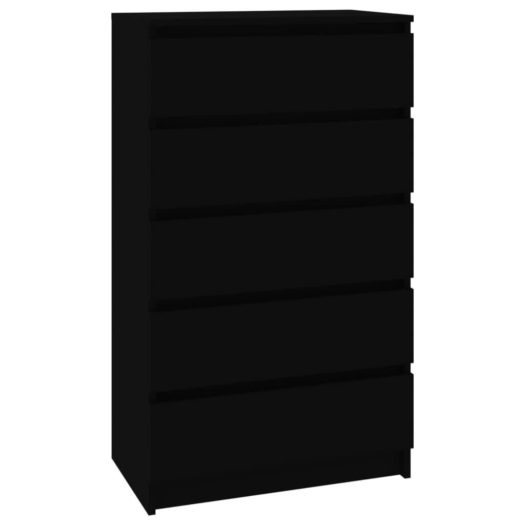 NNEVL Drawer Cabinet Black 60x36x103 cm Engineered Wood-1