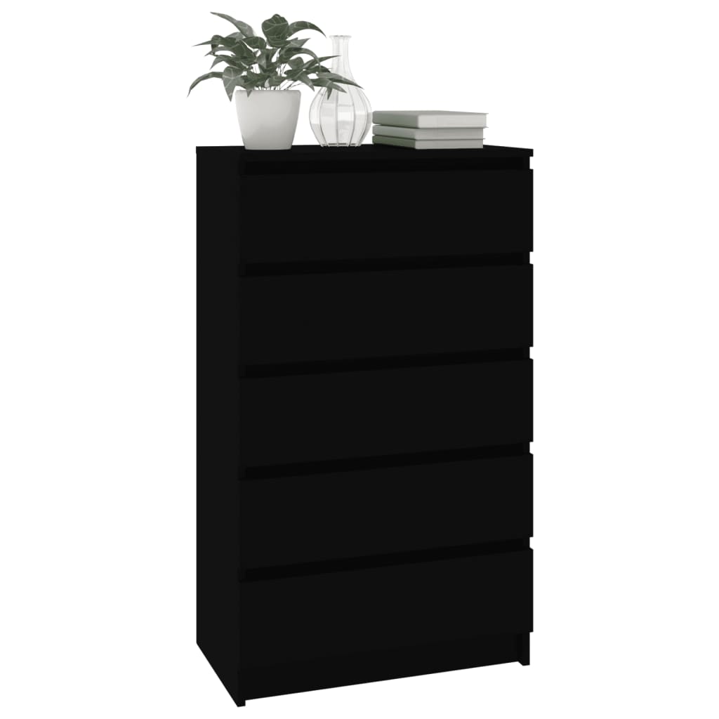 NNEVL Drawer Cabinet Black 60x36x103 cm Engineered Wood-3