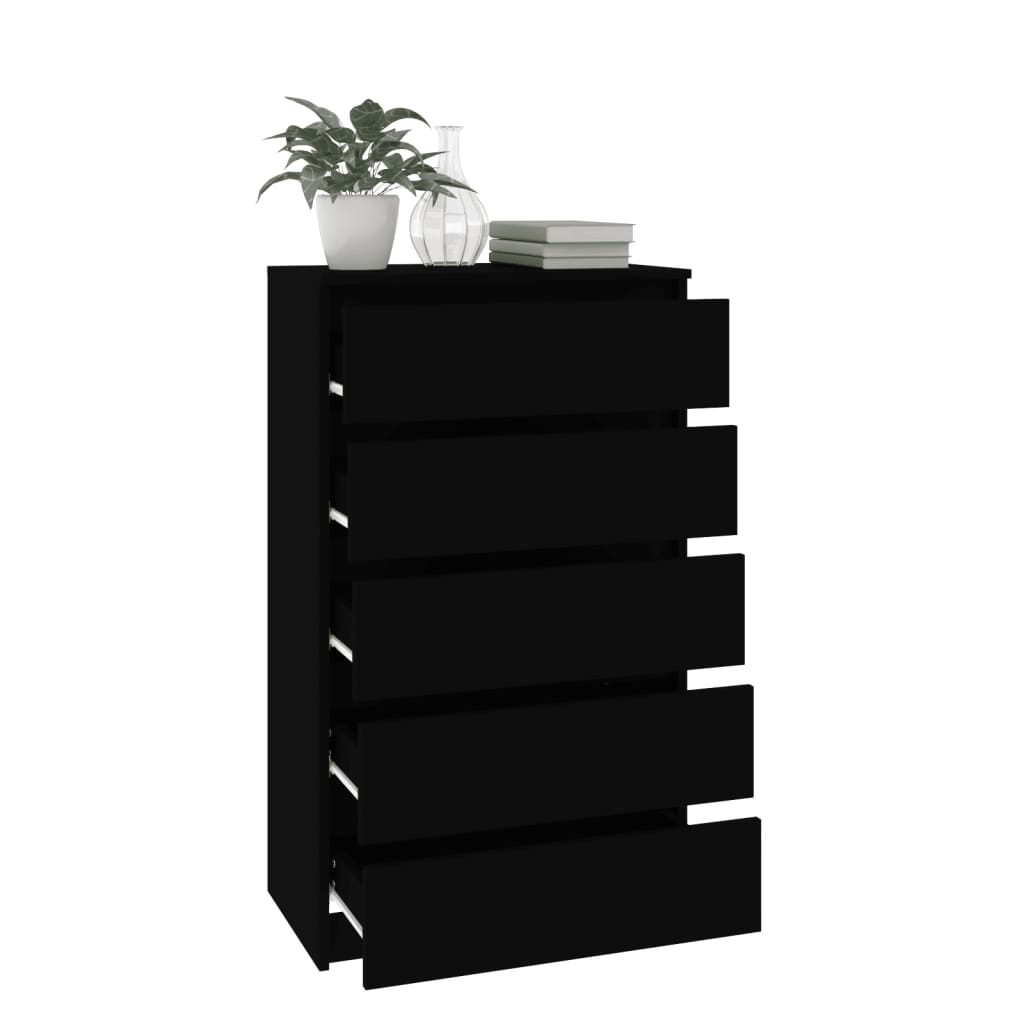 NNEVL Drawer Cabinet Black 60x36x103 cm Engineered Wood-4