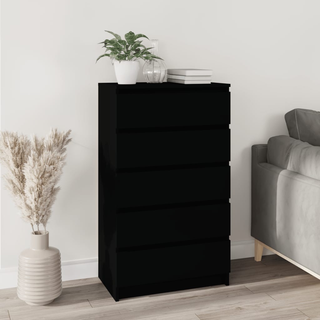 NNEVL Drawer Cabinet Black 60x36x103 cm Engineered Wood-0