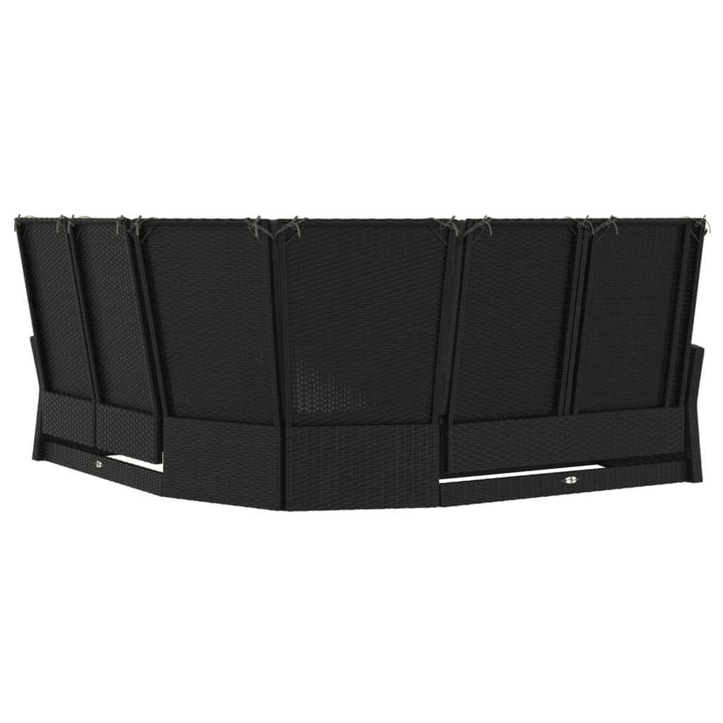 NNEVL Reclining Corner Sofa with Cushions Black Poly Rattan