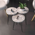 Grey Marble Nesting Tables Set Of 3 Modern Round End Tables