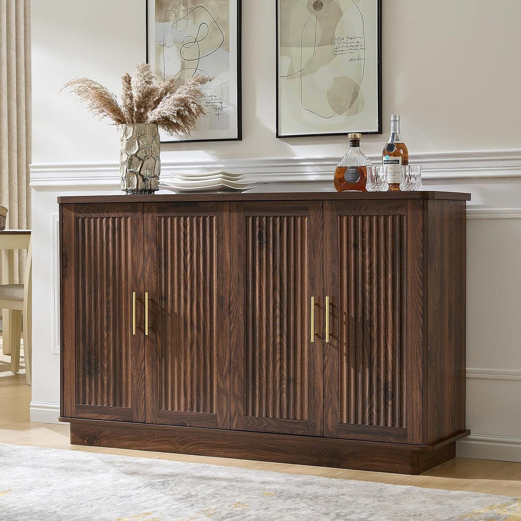 Walnut Sideboard Buffet Cabinet Adjustable Shelves-0