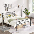 Full Size Traditional Powder Coated Slatted Metal Platform Bed-0