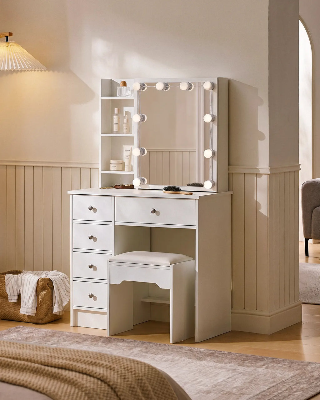 Amya Dressing Table Set [with Sliding Mirror]