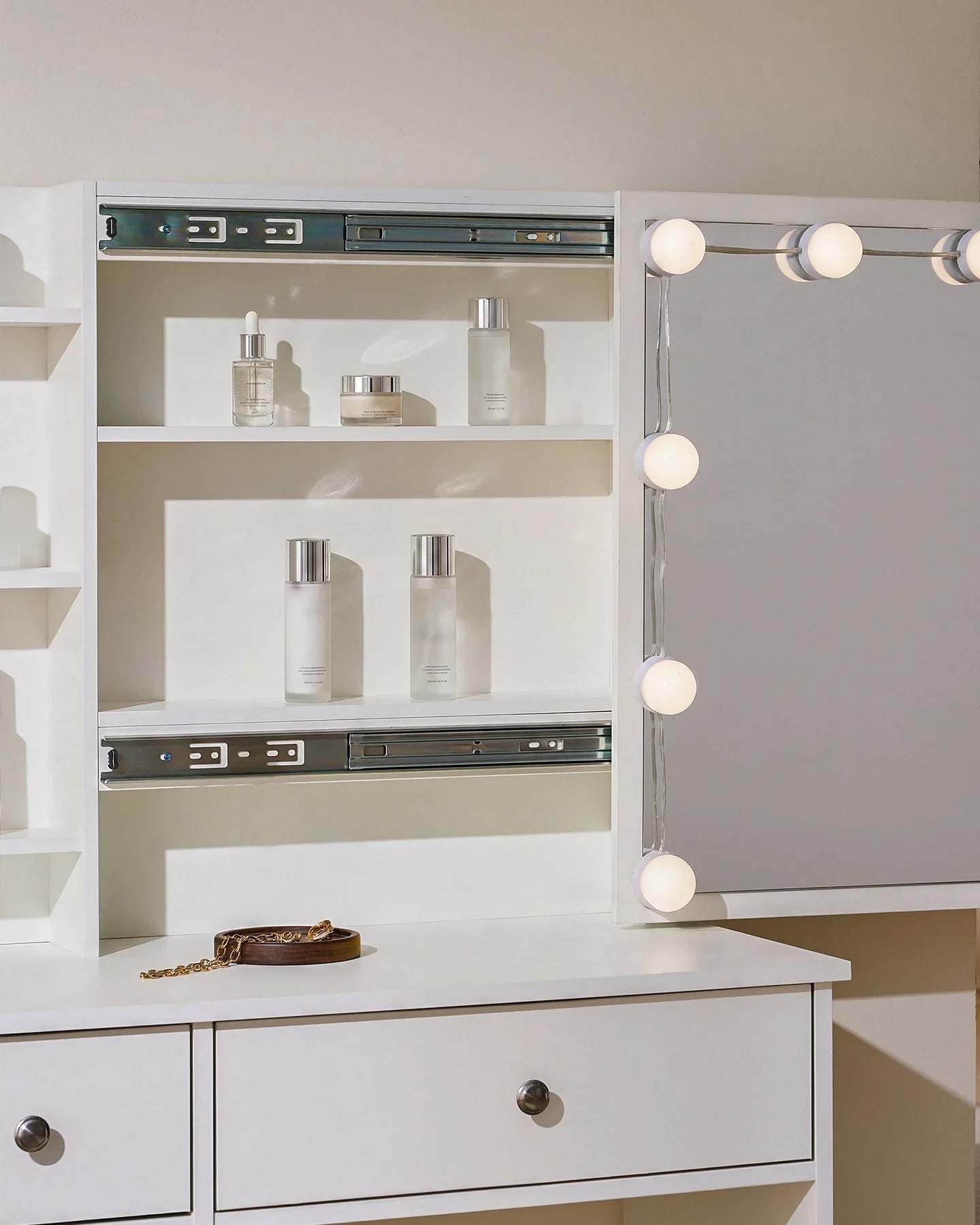 Amya Dressing Table Set [with Sliding Mirror]