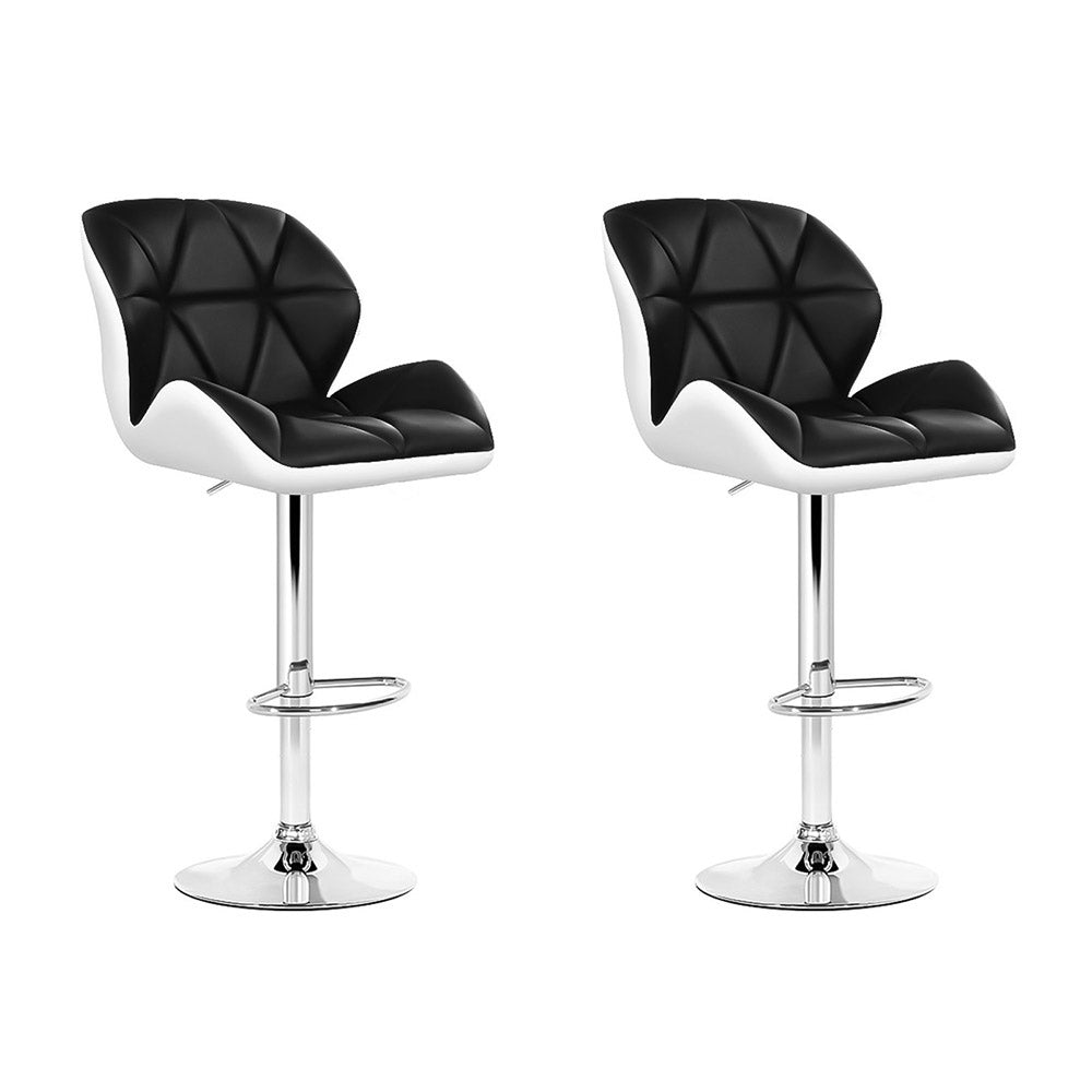 NNEDSZ Set of 2 Kitchen Bar Stools - White, Black and Chrome