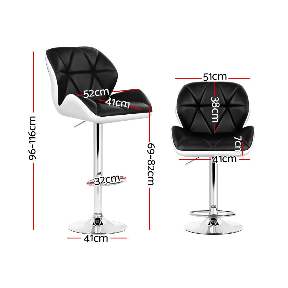 NNEDSZ Set of 2 Kitchen Bar Stools - White, Black and Chrome