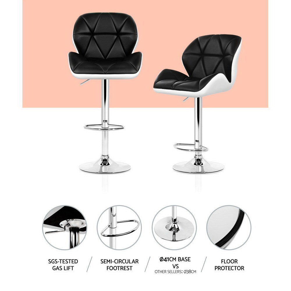 NNEDSZ Set of 2 Kitchen Bar Stools - White, Black and Chrome
